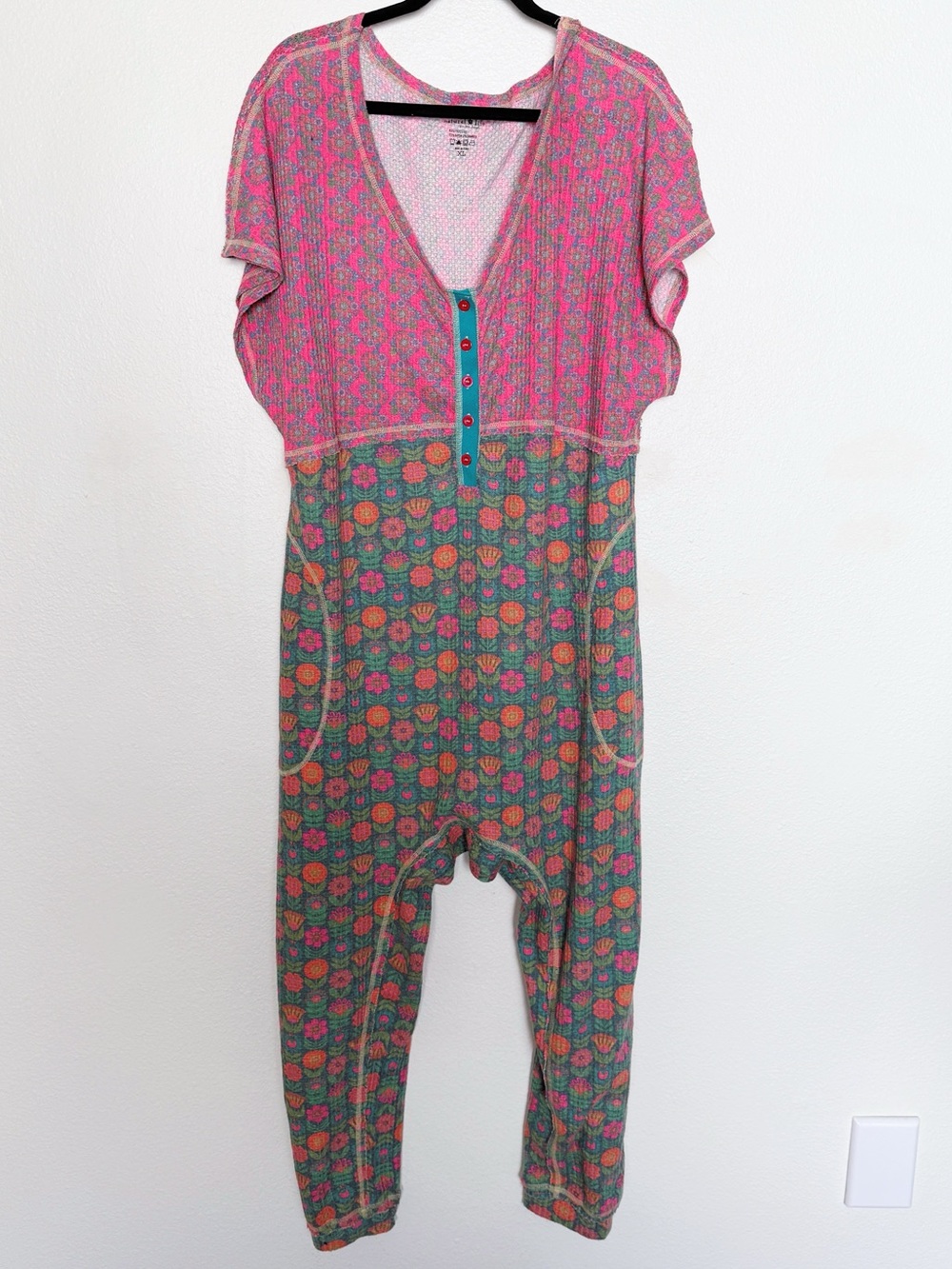 Natural Life Floral Oversized Lounge Onesie Jumpsuit Pockets XL - Picture 7 of 8